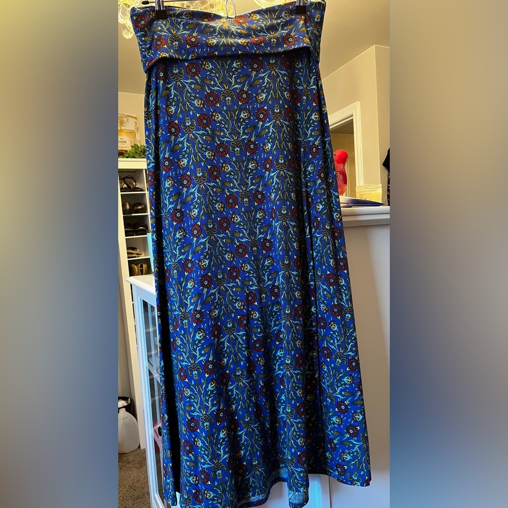 Lula Roe Floral Blue Maxi Skirt